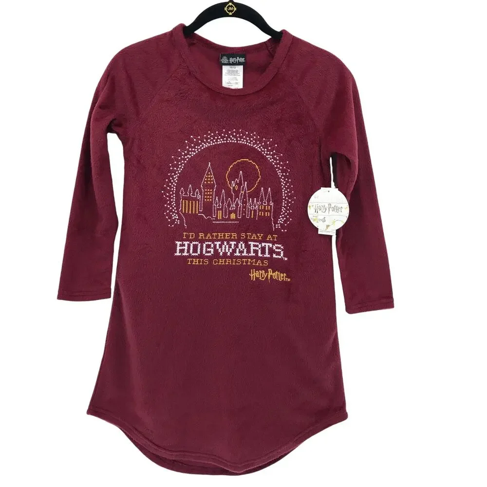 NEW Harry Potter Nightgown Girls Pajamas 10/12 Sleep Shirt Hogwarts Christmas